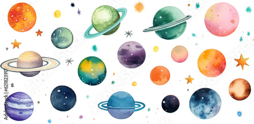 planet watercolor for kids easy drawing kids style cute