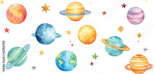planet watercolor for kids easy drawing kids style cute