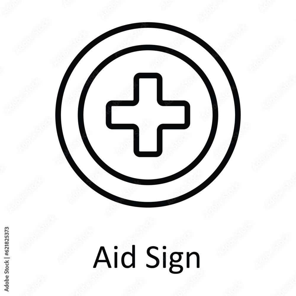Aid Sign Vector outline Icon Design illustration. Medical and Health Symbol on White background EPS 10 File Aid Sign Vector outline Icon Design illustration. Medical and Health Symbol on White background EPS 10 File