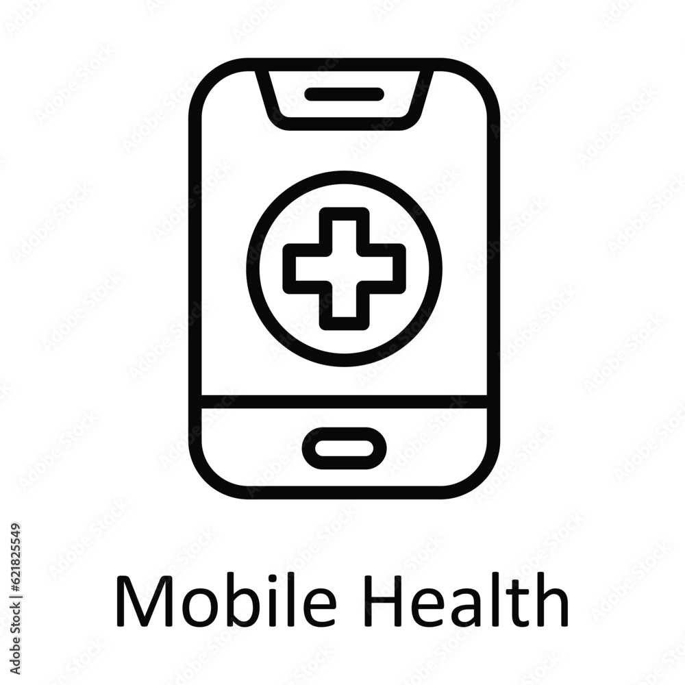 Mobile Health Vector outline Icon Design illustration. Medical and Health Symbol on White background EPS 10 File Mobile Health Vector outline Icon Design illustration. Medical and Health Symbol on White background EPS 10 File