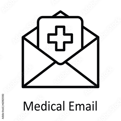 Medical Email Vector outline Icon Design illustration. Medical and Health Symbol on White background EPS 10 File