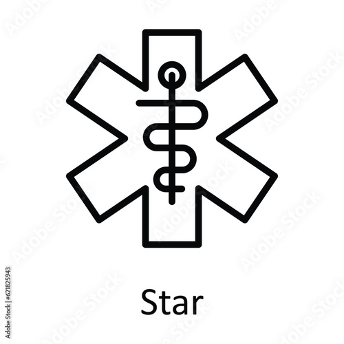 Star Vector outline Icon Design illustration. Medical and Health Symbol on White background EPS 10 File