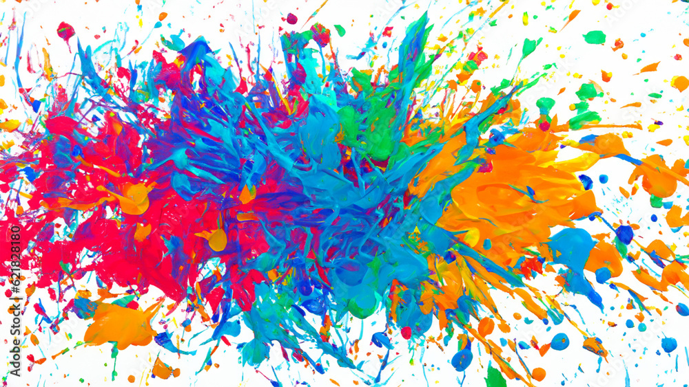 A colorful paint splatter background