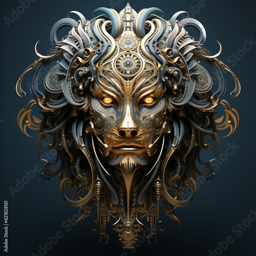 Futuristic style lion head concept.Generated with AI