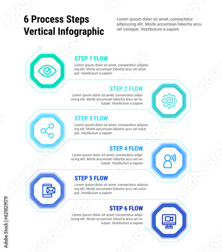 6 Process Steps Vertical Infographic