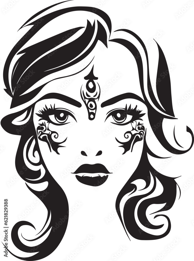 beautiful women face tattoo illustration vector beautiful women face tattoo illustration vector