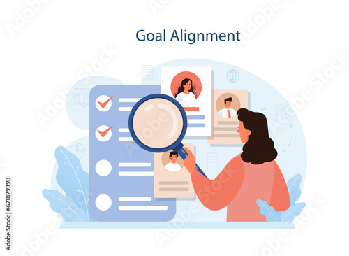 HR agent professional tasks. Human resources manager aligning goals,