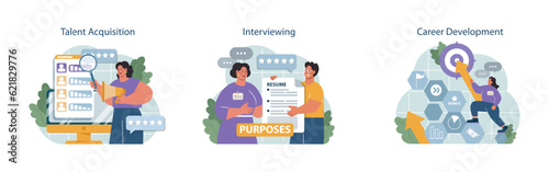 Human resources manager set. HR agent competencies and professional