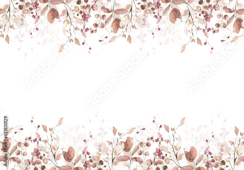 Watercolor painted seamless border on white background Fototapet
