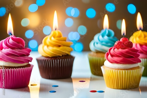 cupcake and candels on tables