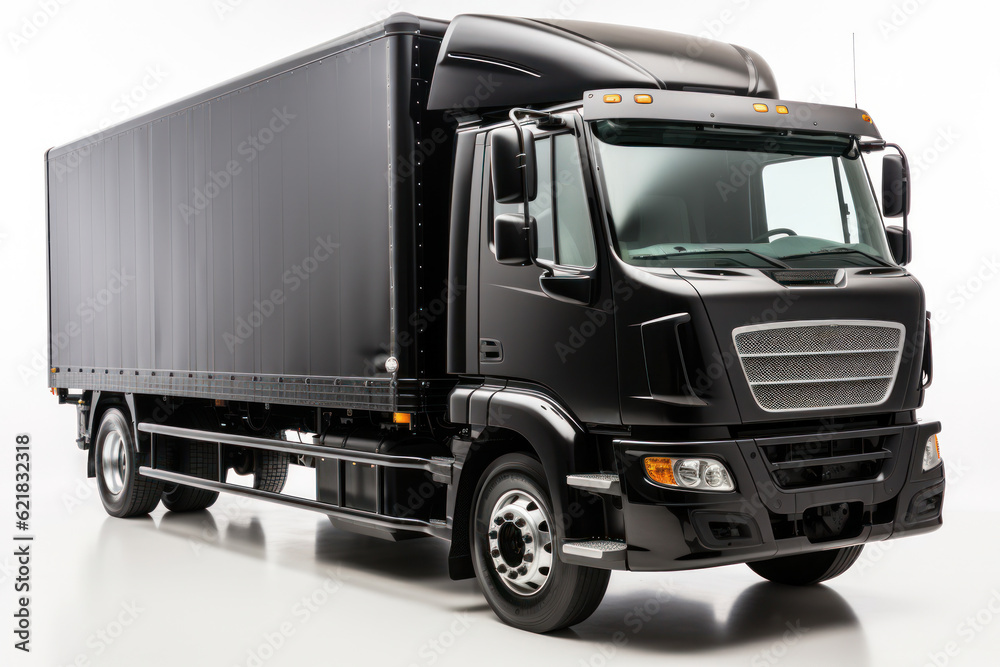Black Cargo truck isolated on white Black Cargo truck isolated on white