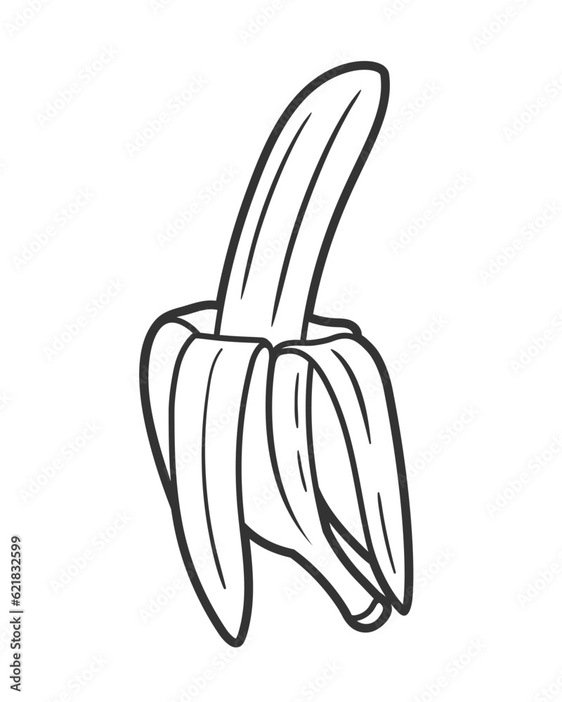 Line art of banana isolated on white background. One line style. Vector illustration Line art of banana isolated on white background. One line style. Vector illustration