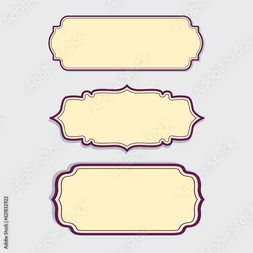 Vintage decorative labels, retro stickers emblem set. Vector decoration certificate for wedding decorate banner, ornamental decorative tag for menu illustration.