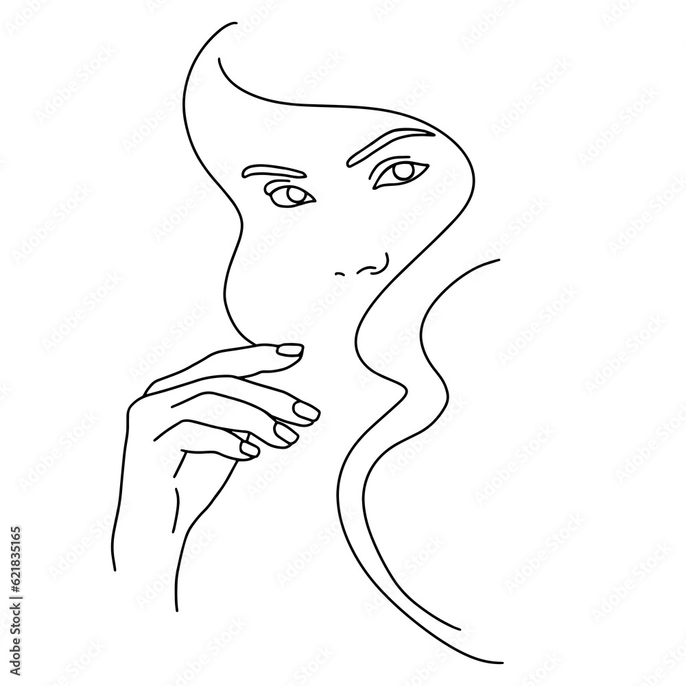 abstract face line drawing. Beauty Woman Portrait minimalistic style 19 abstract face line drawing. Beauty Woman Portrait minimalistic style 19