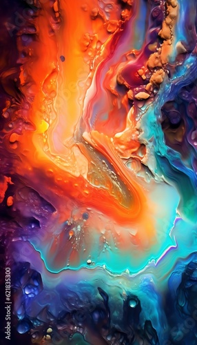 a colorful painting of a wave