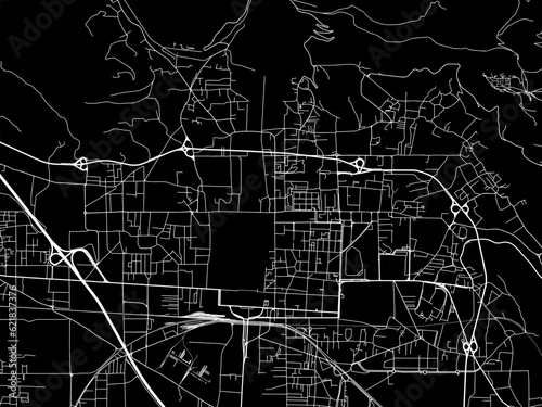 Vector road map of the city of  Caserta in the Italy with white roads on a black background.