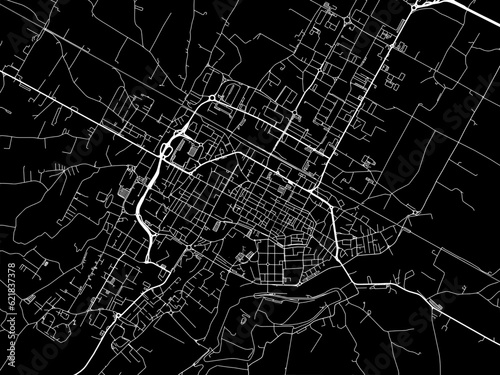 Photos Vector road map of the city of  Imola in the Italy with white roads on a black background