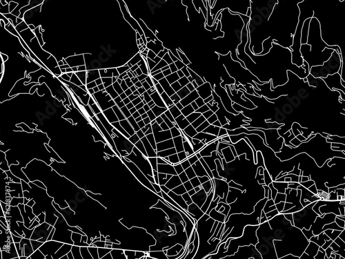 Vector road map of the city of  Como in the Italy with white roads on a black background.