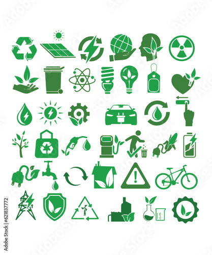 38 Unique Green Icons About Renewable Energy And Environmental Protection