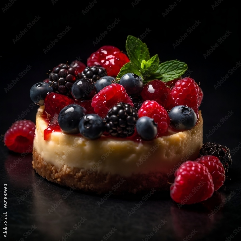Cheesecake with berries generative ai Cheesecake with berries generative ai