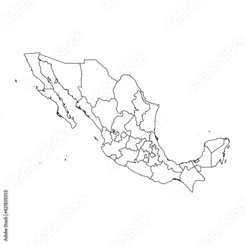 Map of the states of Mexico. Vector illustration.