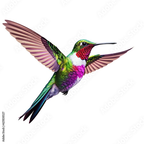 Illustration of a vibrant hummingbird in flight created with Generative AI technology