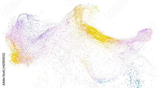 scattered, glowing, colorful particles on transparent background