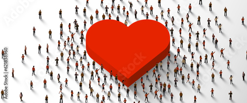 Large group of people standing around like sign. People crowd. Social network concept.