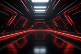 3D futuristic game background neon lights space room 