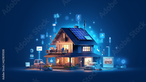 smart home mock-up management concept modern technology small house. Generative AI
