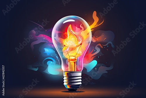 creative idea colorful bulb illustration Generative AI