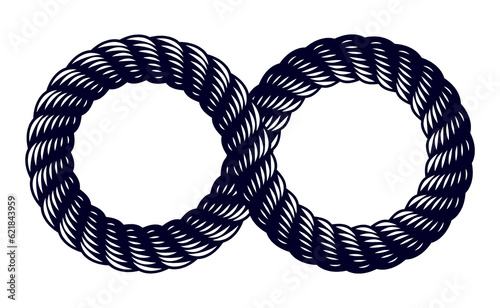 Infinity symbol made from rope vector sign logo or tattoo.