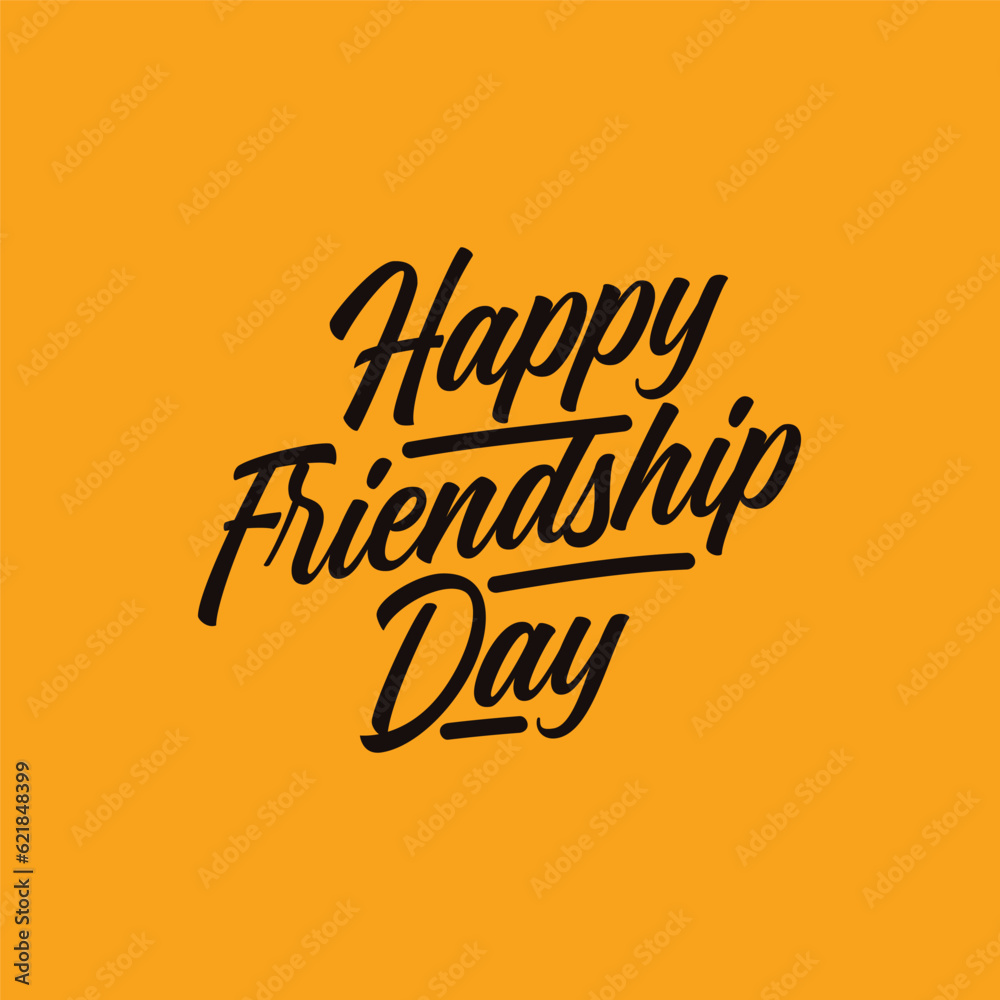 Happy Friendship day vector illustration with text on yellow background. friendship day 2023. Friendship day typography greeting card creative idea.