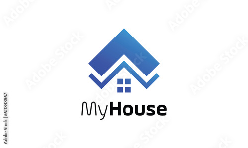 Logo vector linked house symbol connection network property real estate group trust company business architecture
