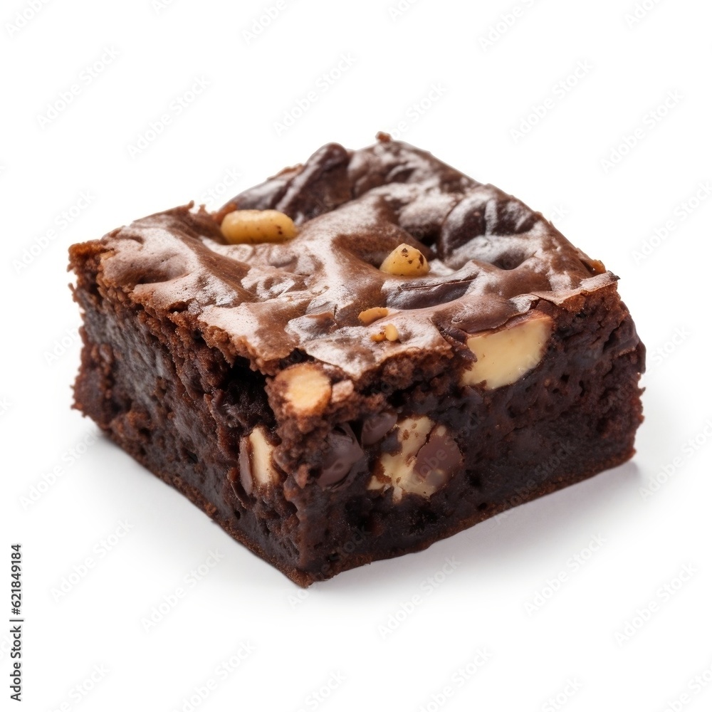 Chocolate brownie with isolated background generative ai