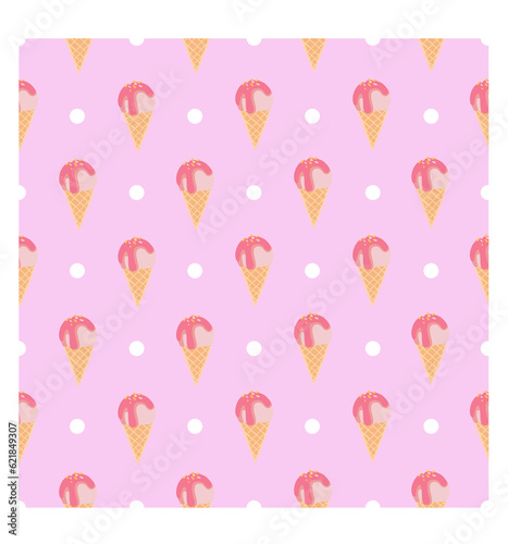 ice cream fabric pattern with circle 