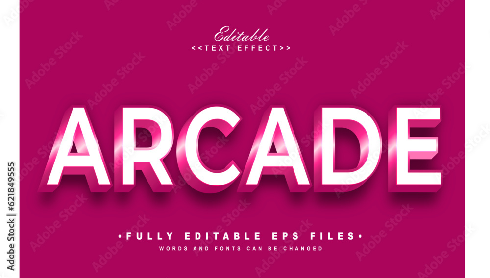 editable 3d arcade  text effect.typhography logo