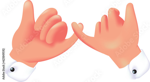 Vector Illustration Friendship Day of Hands with Interlocked Little Fingers - Symbol of Reconciliation
