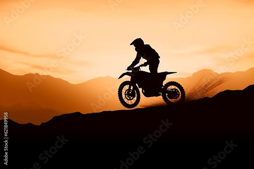 illustration of a person riding motorcycle in the mountain, Motocross sport