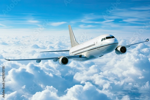Commercial plane flying with cloudy sky background  Modern and fastest mode of transportation