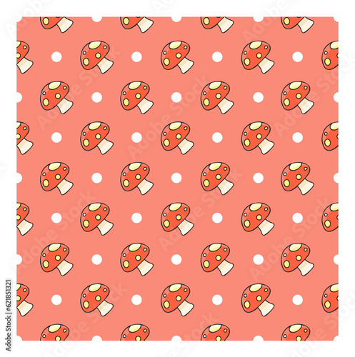 mushroom and circle graphic pattern