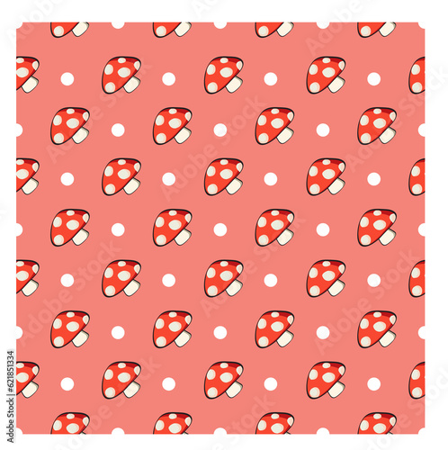 mushroom and circle graphic pattern