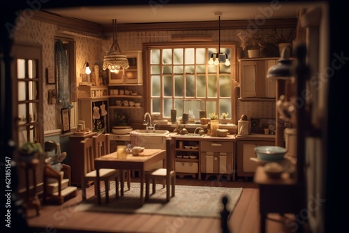 wooden vintage interior of a kitchen 