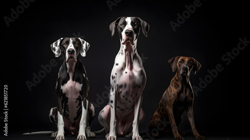 Group of harlequin great danes
