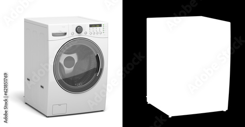 new modern washing machine 3d render on white with alpha photo