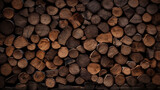 Brown wood log wall surface background. Generative Ai