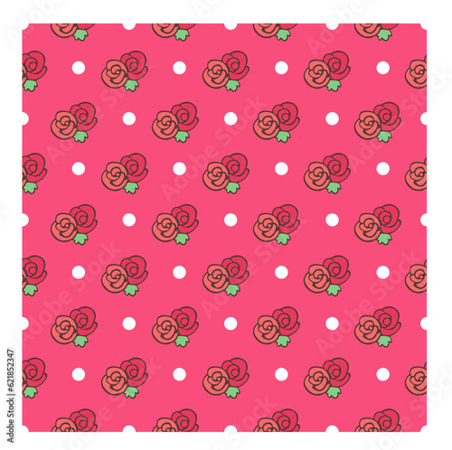 rose and circle fabric pattern