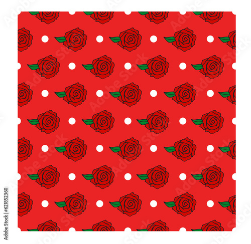 rose and circle fabric pattern