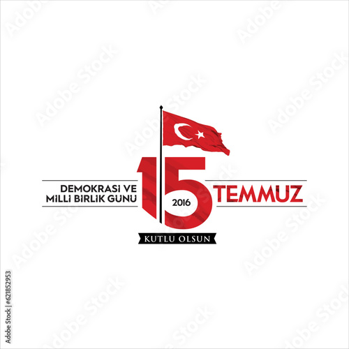 15 temmuz demokrasi ve milli birlik gunu vector illustration image. (15 July, Democracy Republic of Turkey celebration card.) social media vector