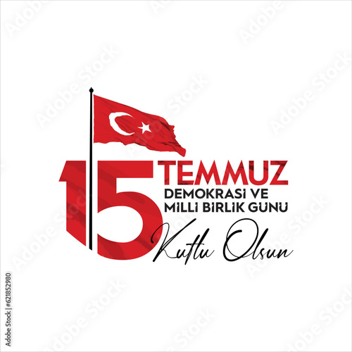 15 temmuz demokrasi ve milli birlik gunu vector illustration image. (15 July, Democracy Republic of Turkey celebration card.) social media vector